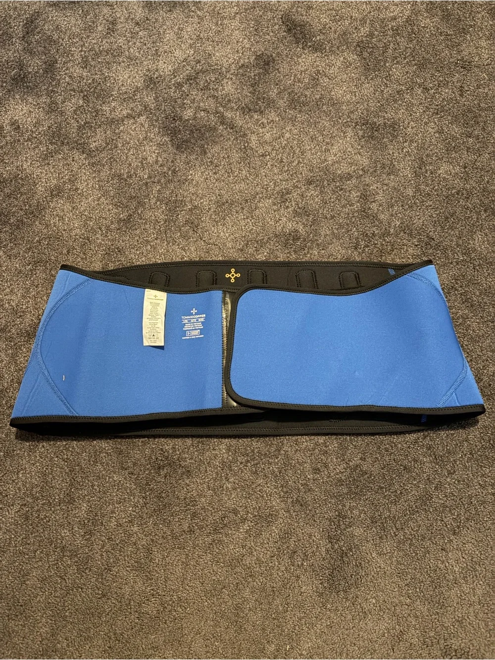 TOMMIE COPPER ADJUSTABLE COMPRESSION BACK BRACE Unisex Size L/XL  BLACK / BLUE